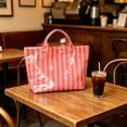 thumbnail image 4 of Bolso tote a rayas, impermeable, de PVC brillante | Bolso de hombro de gran capacidad para la playa, compras y viajes | Bolso resistente para el día a día y para llevar lo esencial, 4 of 6
