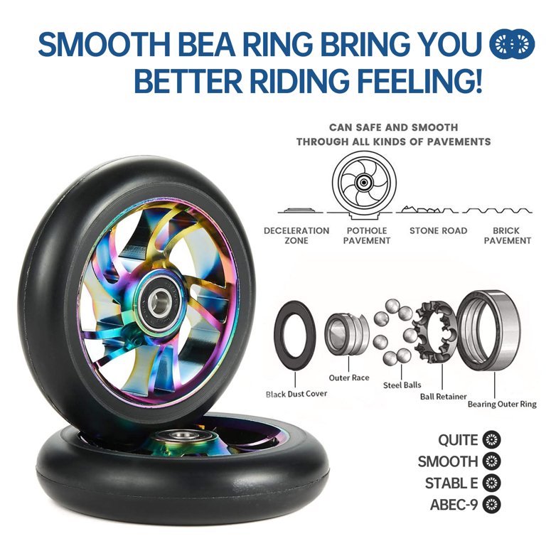 2x 100mm Replacement Scooter Wheels With Bearings / Razor Pro Kick Mgp –  Sovereign Speed Skate Parts