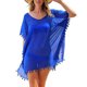 thumbnail image 4 of Ropa de playa para mujer Vestido de gasa con borlas Traje de baño Top a prueba de sol, Azul Eigraketly AP002175-01, 4 of 5