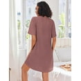 thumbnail image 3 of Ekouaer Women Zipper Robe Short Sleeves House Dress Knit Short Bathrobe Sleepwear with Pockets Housecoat Nightgown, 3 of 7