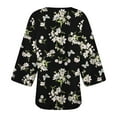 thumbnail image 4 of Tmtolofot Womens Cardigans 3/4 Sleeves Plus Size Floral Print Draped Ruffles Women's Lightweight Cardigan Loose Chiffon Cover Up Casual Blouse Tops Going Out Cardigan,1_Black,Medium, 4 of 4