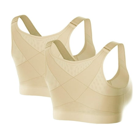 knqrhpse Wireless Bras Push Up Bra Forme Science Bra Posture Correcting Front Closure Posture Wireless Back Support Full Coverage Sports Bra Pack Of 2 Wireless Bras Minimizer Bra Beige XXL
