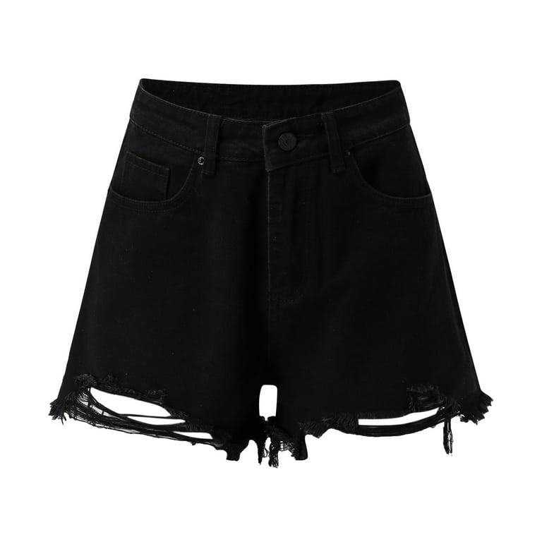 Elegant Women's High Waist Button Shorts Black S (4) 