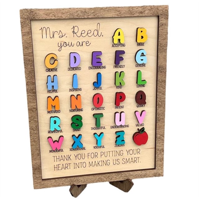 Price cut Teacher Appreciation Gift - Personalized - Motivational - Inspirational - End Of Year Gift - ABC Sign - ABC Board - Teacher Affirmation