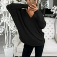 thumbnail image 4 of FAIWAD Womens Long Sleeve Tunic Top Long Sleeve V Neck Solid Color Pullover Top Plus Size Casual Basic Top, 4 of 7