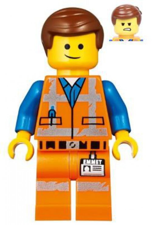 The LEGO Movie 2 Emmet Minifigure [Lopsided Smile / Angry, Worn [No
