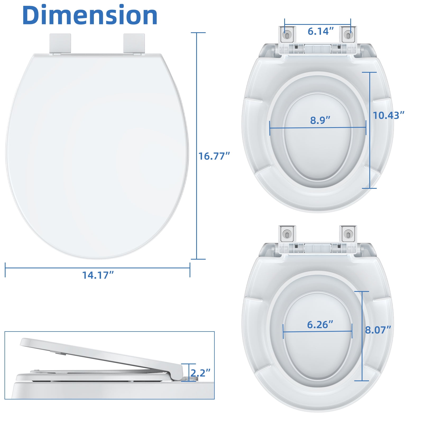 Round Toilet Seat with Built-in Toddler Potty Training – Soft Close, Quick Release Hinges, Easy Installation – Quiet, Durable & Family-Friendly – Fits Adults and Kids – 17”