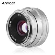 Angle View: Andoer 25mm F1.8 Manual Focus Lens Large Aperture Compatible with Fujifilm Fuji X-A1/X-A10/X-A2/X-A3/X-AT/X-M1/X-M2/X-T1/X-T10/X-T2/X-T20/X-Pro1/X-Pro2/X-E1/X-E2/X-E2s FX-Mount Mirrorless C