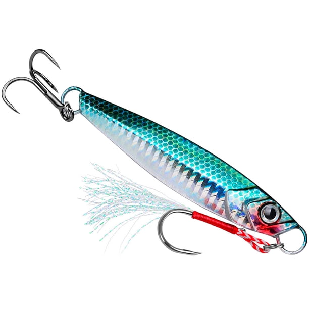 Señuelo para Pesca Vertical Metal Cebo Duro Artificial Curricán Jigging Trucha () Cian