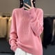 thumbnail image 5 of Suéter de lana gruesa con cuello alto para mujer, suéter de punto de color sólido cálido y suelto, suéter de invierno/otoño nuevo estilo 100 % lana merino, 5 of 5