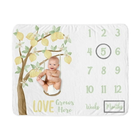 UPC: 0846480086734 | Lemon Milestone Baby Blanket by Sweet Jojo Designs