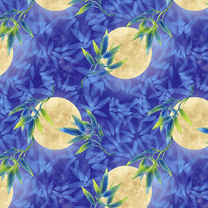 Studio E Panda Sanctuary 5270-77 Full Moon Royal Cotton Fabric By Yard