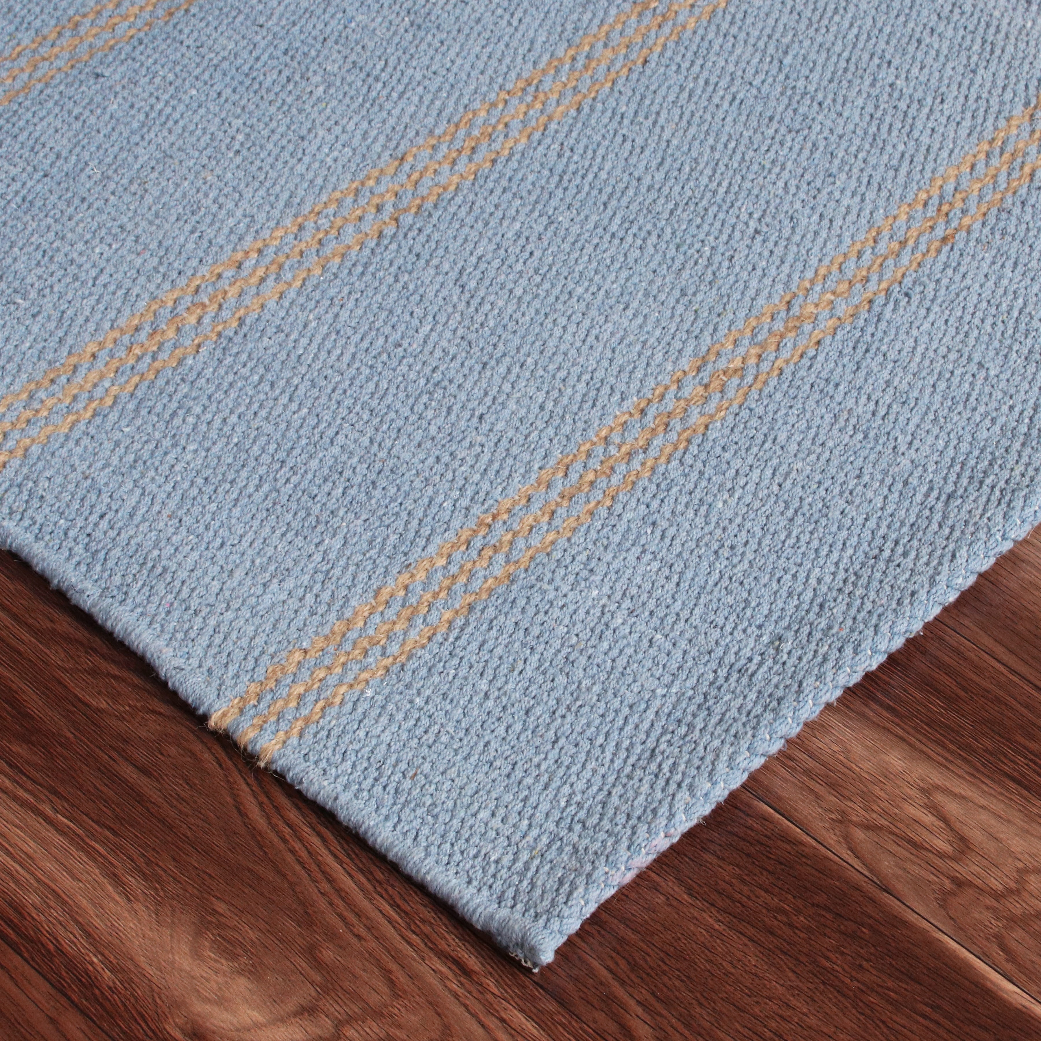 Ox Bay Hadley 7'9" x 9'9" Light Blue/Tan Striped Braided Jute Indoor Area Rug