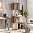 thumbnail image 1 of Wooden Bookcase, Freestanding Decorative Storage Shelves, Room Divider Display Shelf, 4-Tier Bookshelf, Walnut&White, 1 of 7