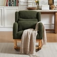 thumbnail image 2 of 27.2"W High Back Nursery Rocking Chair with Big Side Pocket, Fabric Upholstered Accent Armchair with Waist Pillow&Thick Cushion, Living Room Lounge Rocking Chair, Army Green, 2 of 7