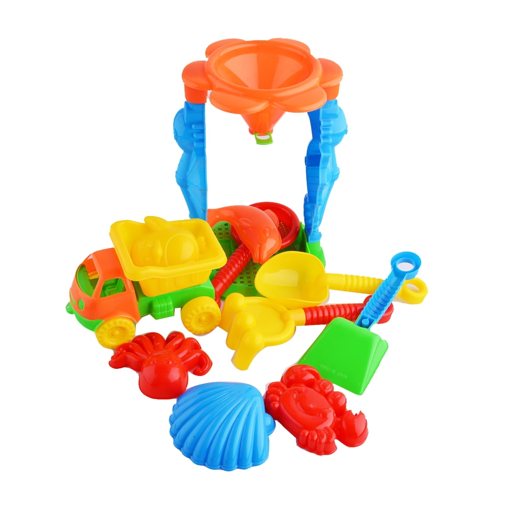 11Piece Beach Toy Set for Kids Sand Play Set with Funnel Truck Molds