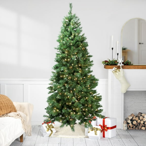Northlight 7' Prelit Artificial Christmas Tree Slim LED Glacier Pine - Multicolor Lights