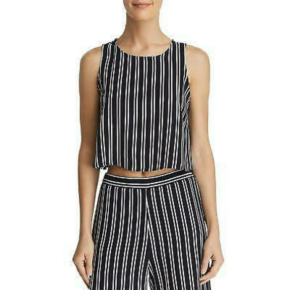 Aqua Women's Stripe Cropped Tank Top, Size Large