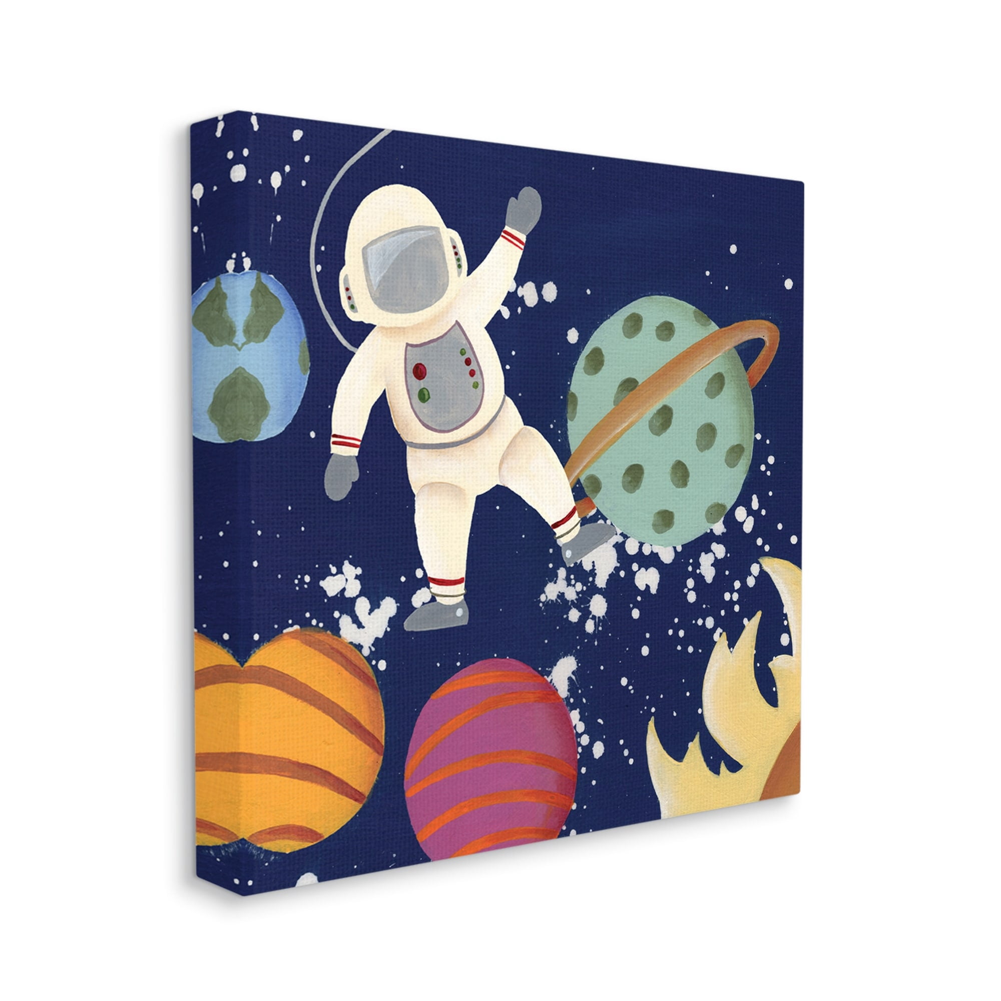 Stupell Industries Playful Waving Astronaut Outer Space Adventure,30 x 30,Designed by Regina Moore