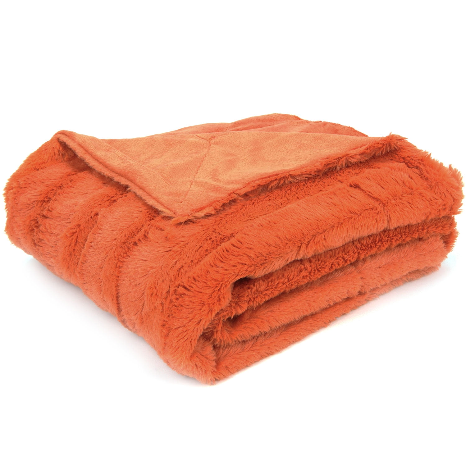 Cheer Collection Faux Fur Throw Blanket 40 X 50 Rust Orange Walmart Com Walmart Com