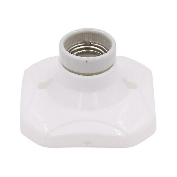 Led E27 Bulb Socket, Ceramic E27 Socket And Plastic Base, E27 Wall Socket, White E27 Socket With Ring For Hallway/ceiling/balcony Lighting
