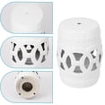 thumbnail image 5 of JERFIT 17 Inch White Ceramic Drum Stool, Garden Stool Side Table with Cut-Out Design for Patio, Balcony, Living Room Indoor Outdoor Use, 5 of 10