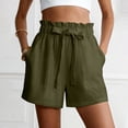 thumbnail image 2 of Women's Summer Casual Shorts Ruffle Trim Drawstring High Waist Wide Leg Shorts Comfy Lounge Shorts for Beach, 2 of 7
