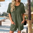 thumbnail image 3 of Pounoo Rompers for Women Short Sleeve Crisscross Back Textured Knit Rompers Retro Casual Style Lightweight Breathable Relaxed-Fit Rompers Gift, 3 of 7