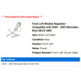 thumbnail image 2 of Front Left Window Regulator - Compatible with 2000 - 2003 Mercedes-Benz ML55 AMG 2001 2002, 2 of 2