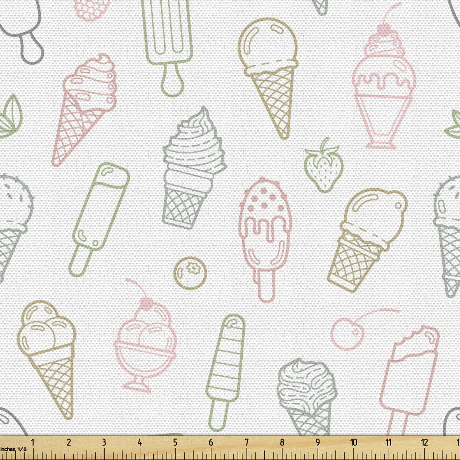 ice cream fabric by the yard different types of ice cream pastel color design pattern retro outlines decorative upholstery fabric for chairs home accents 1 yard multicolor by ambesonne walmart com