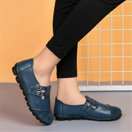 

NEGJ Ladies Casual Shoes Wedge Heel Buckle Hook Loop Comfort Solid Color Single Shoes Loafers Casual Shoes