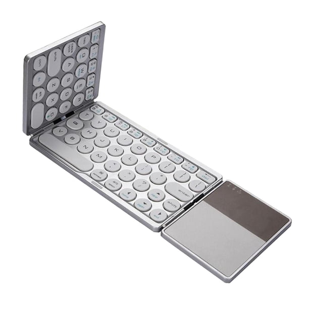 inalámbrico plegable de 140 mAh con almohadilla , carga USB, para Windows, Android, IOS, teléfonos móviles, tabletas, computad Gris-plata shamjiam Teclado plegable inalámbrico