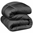 thumbnail image 2 of BNM Striped Comforter Down Alternative Bedding, King, Charcoal, 2 of 12