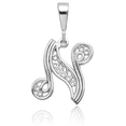 thumbnail image 3 of 14K Solid White Gold Dainty Letter N Initial Name Monogram Necklace Chain Pendant Charm with chain 16inch, 3 of 8