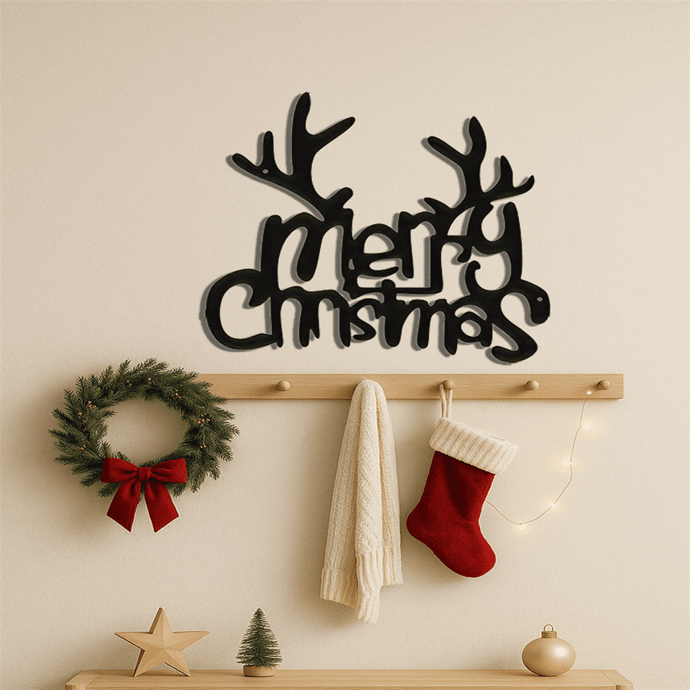 Rustproof Deer Antler Wall Decor Vintage Farmhouse Wall Hanging for Living Room Bedroom Bathroom Christmas Holiday