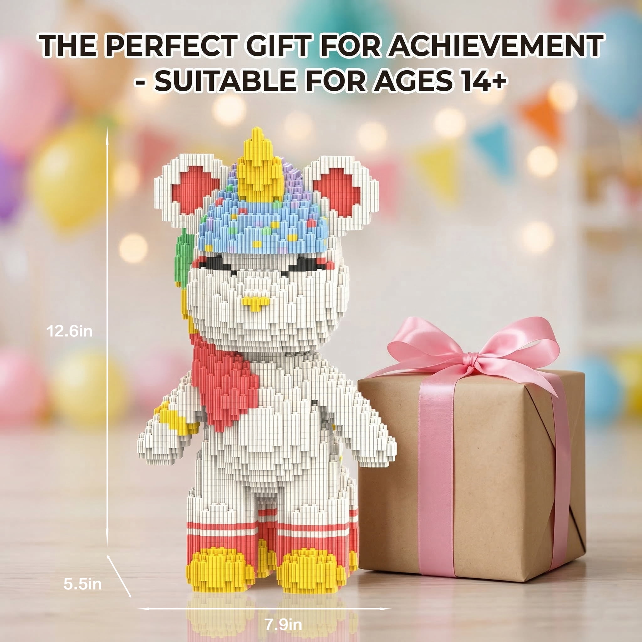 SehrKlug Unicorn Teddy Bear Micro Building Blocks for Adults, Ages 14+, Mindful-Build Collectible Bricks Set, Aesthetic Room Decor Gifts, 5100 pcs