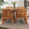 thumbnail image 3 of Solid Acacia Wood 5-Piece Chevron Dining Set in Brown, 3 of 6