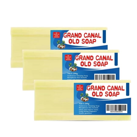 Laundry Soap Bar for Stain Removal (3-Pack), Traditional Underwear Cleaning Soap, Coconut Oil Formula for Clothes, Blood, Yellow Stains & Delicate Fabrics