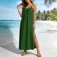 thumbnail image 2 of CHUMUD Robes d'Été pour Femmes à Bretelles Spaghetti Fente Latérale Maxi Robe de Plage Vacances Voyage Tenue Décontractée, 2 of 8