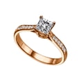 thumbnail image 3 of 3/4 CT Diamond Engagement Ring in 14K Rose Gold (I-J color,I1-SI2 clarity) Solitaire w Accents Cathedral Princess, 3 of 4