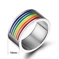 thumbnail image 2 of PAMTIER 10mm Unisex Stainless Steel Simple Classic Rainbow Stripe LGBT Gay & Lesbian Pride Signet Ring Eternity Lover Wedding Band Silver Size 11, 2 of 6