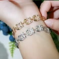 thumbnail image 4 of Stunning 585 Gold CZ Cute Owl Animal Charms Bangle Bracelet for Women Banquet, 4 of 9