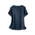 thumbnail image 4 of ZANZEA Women Short Sleeved Evening Business Blouse Loose Shirts Satin Tops, 4 of 4