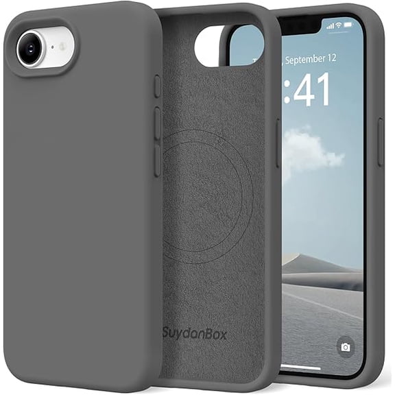 Eryueer Magnetic for iPhone 17e/iPhone 16e Case Compatible with MagSafe, [Soft Anti-Scratch Microfiber Lining] Slim Silicone Shockproof Protective Phone Case for iPhone 17e/16e 6.1" Dark Gray
