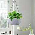 thumbnail image 5 of 13 inch Large Hanging Planters Plant Pots for Outdoor Indoor Plants with Drainage Holes and Chain, 2 Pack Round Hanging Flower Pots for Garden Home Porch Decor, Speckled Grey, 5 of 7