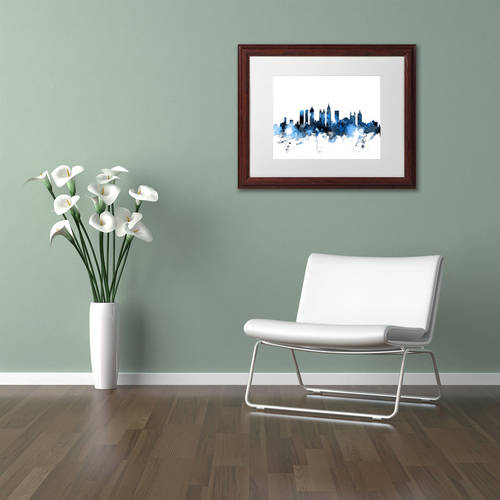 Trademark Fine Art "Atlanta Georgia Skyline White" Canvas Art by Michael Tompsett, White Matte, Wood Frame
