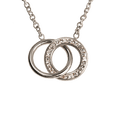 thumbnail image 1 of Collar de Mujer LuckyLy Círculos Entrelazados Acero Inoxidable Zirconia Cúbica Modelo Amy Plateado UNITALLA, 1 of 5