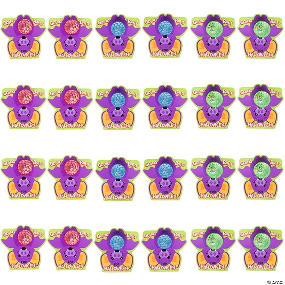 1 3/4" Halloween Mini Vinyl Stress Balls with Bat Card Handout for 24