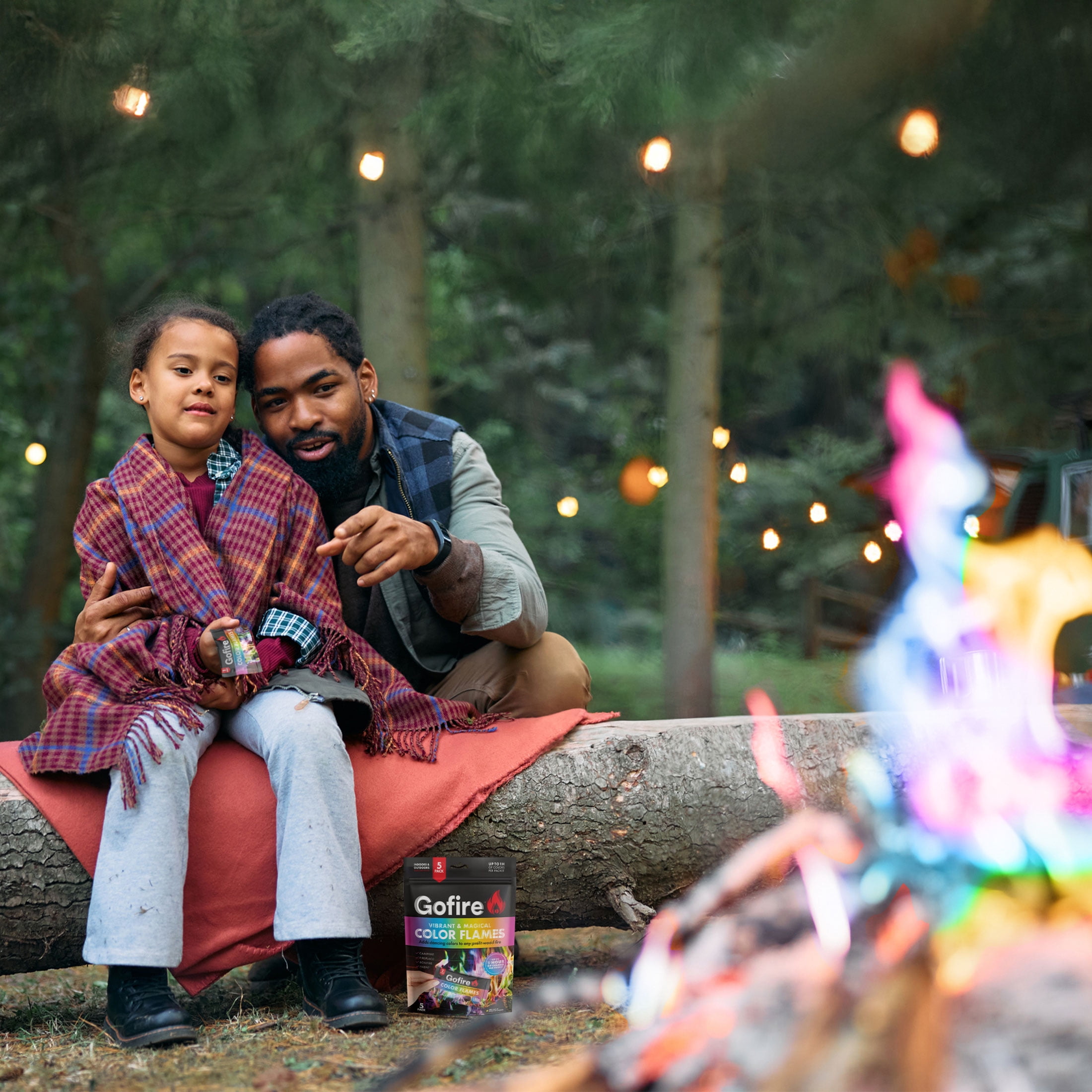 GoFire Northern Lights Color Flames 5 pack, for Campfires and Fireplaces. Features up to 60 Minutes of Magical Changing Colors.