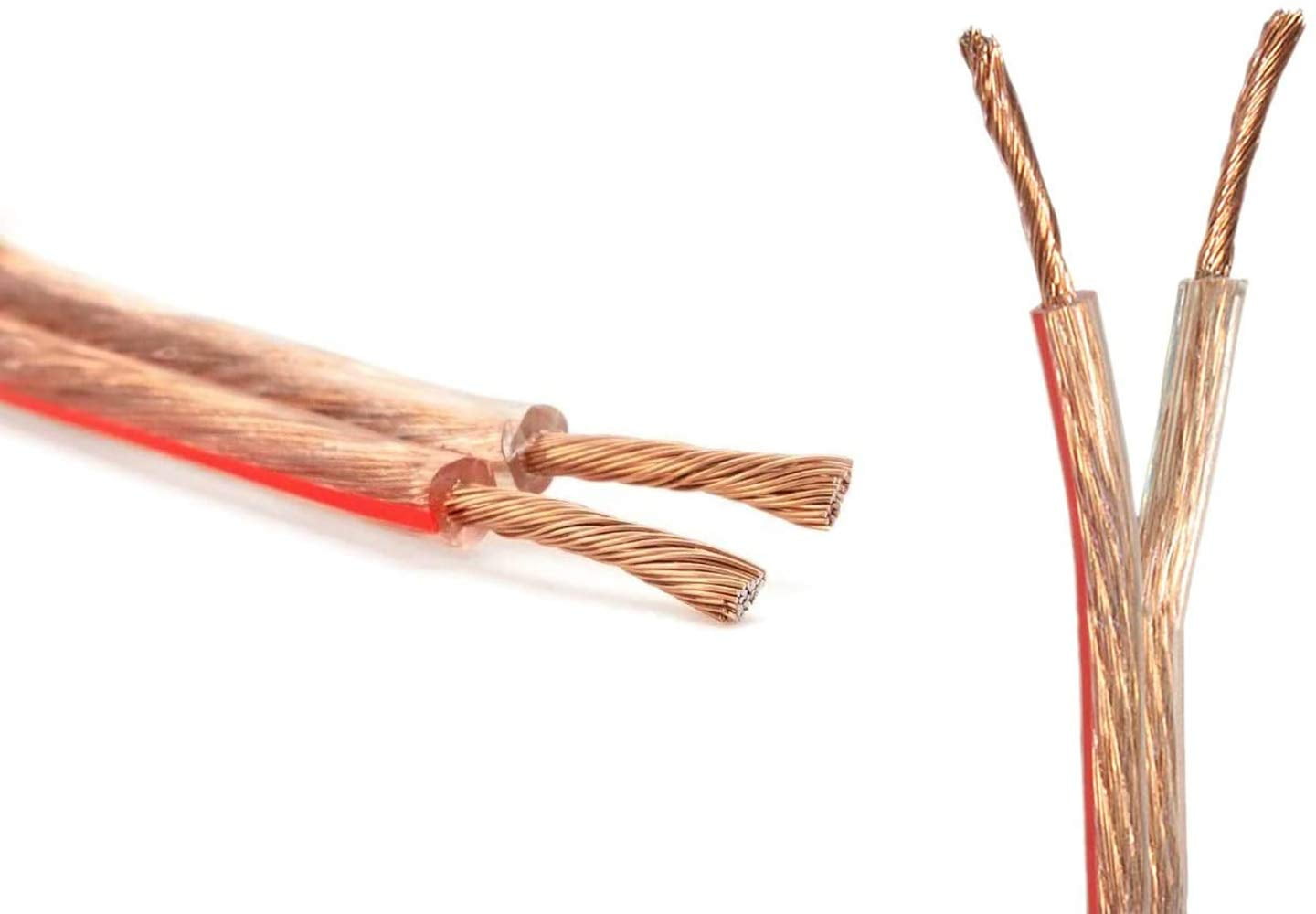 VOYZ 16AWG Speaker Wire Cable with Flexible Oxygen Free Clear PVC Sheathing – Ideal for Home Theater Speakers and Car Speakers Installation – (100 Feet)
